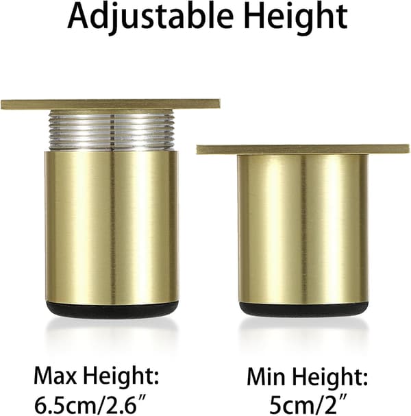 Møbelben i aluminium 5 cm runde gull 4-pakning [BR]_jar