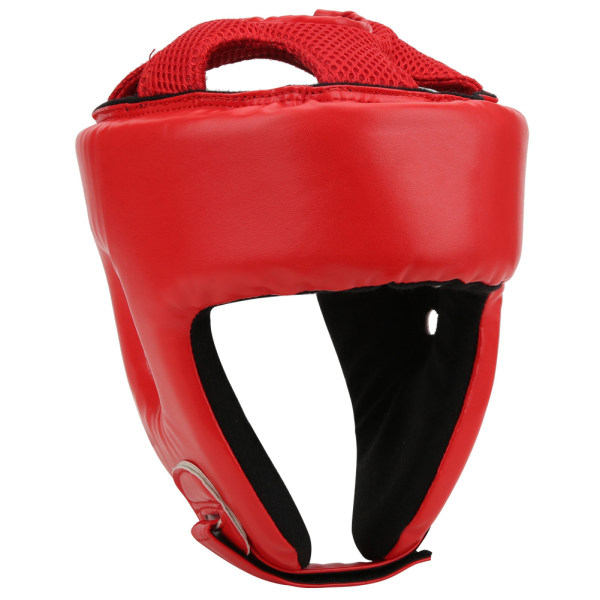 Boxningshjälm PU Läder Justerbar Huvudskydd Sanda Kickboxning Träningsförsvar Röd Stor Storlek