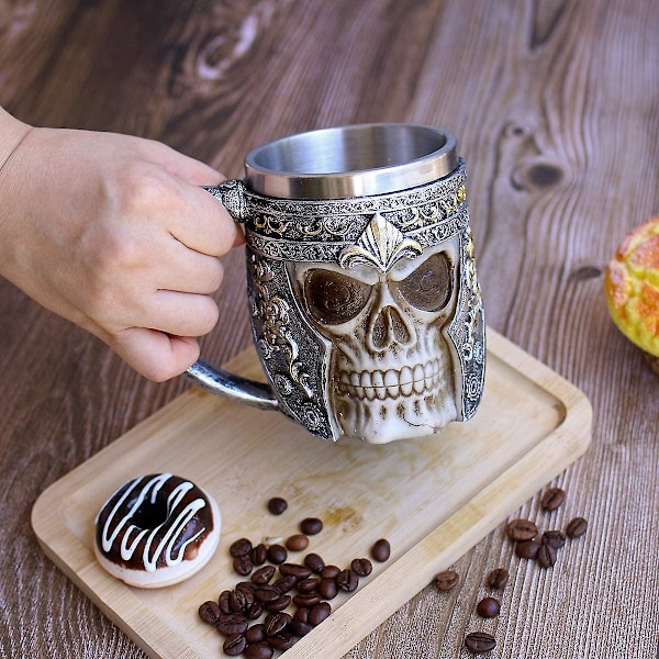 500ML Kraniet Kaffekande Vikinge Kraniet Ølkrus Rustfrit Stål Foring Gave til Mænd Fars Dags Gaver