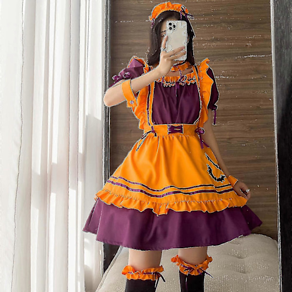 Halloween Jul Halloween Maid Cosplay Maid Restaurang Maid Anime Kostym Broderad Halloween Kostym L