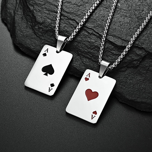 Miesten korttipakan ässäriipus sydämellä ja pata, korttipakan ässäriipus, pokerin ässäriipus 22,4