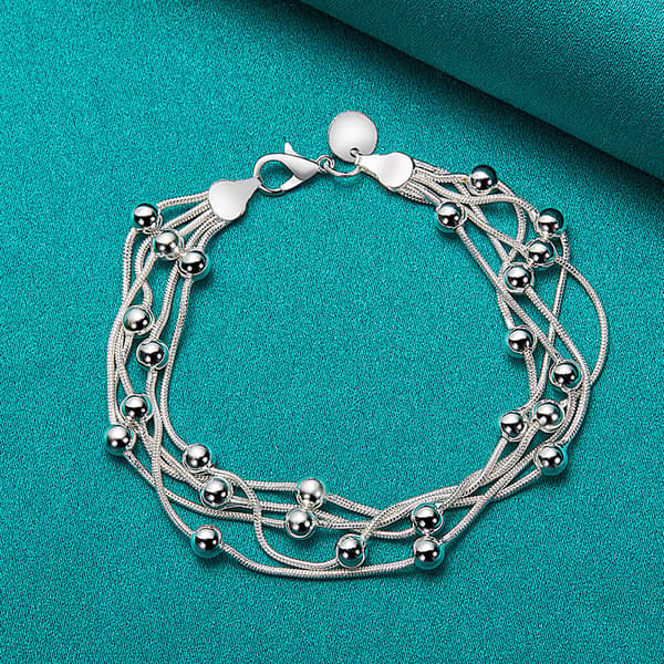 925 Silverarmband med fem ormkedjor, modeberlock, smycken