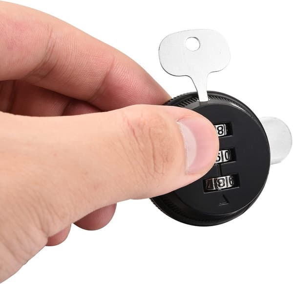 Kombinationsskabslås med adgangskode, 3 stk. sort, til 15-25 mm paneltykkelse
