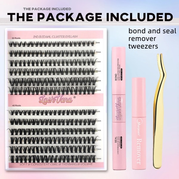 Øjenvipper 240 stk klynger vippelim og tætning makeup værktøj DIY vippeforlængelseskit til limning af vipper limlim tilbehør