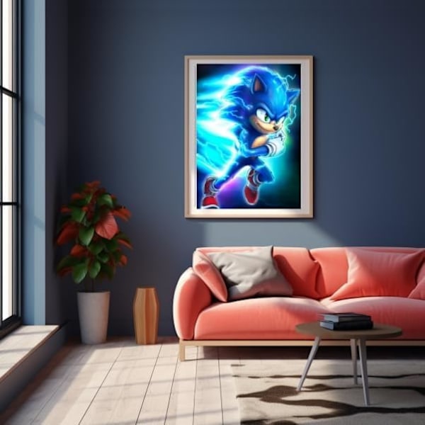 30*40CM 5D DIY Timanttimaalaussarja, Elokuvahahmo Sonic 5D Dia