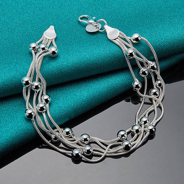 925 Silverarmband med fem ormkedjor, modeberlock, smycken