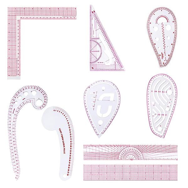 9 kpl Ranskalainen Metrinen Viivainsarja Kaarevat Mittausviivaimet Kotiompeluun Vaaleanpunainen 30x11x0,1cm Pinkki Pink 30x11x0.1cm
