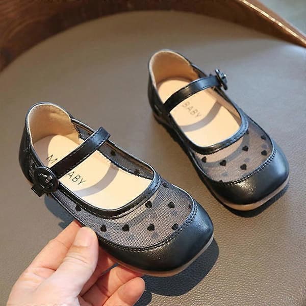 Prikkede Mesh-sko til Piger, Børne Prinsessesko Sandaler Børn-Xin Sort Black 24