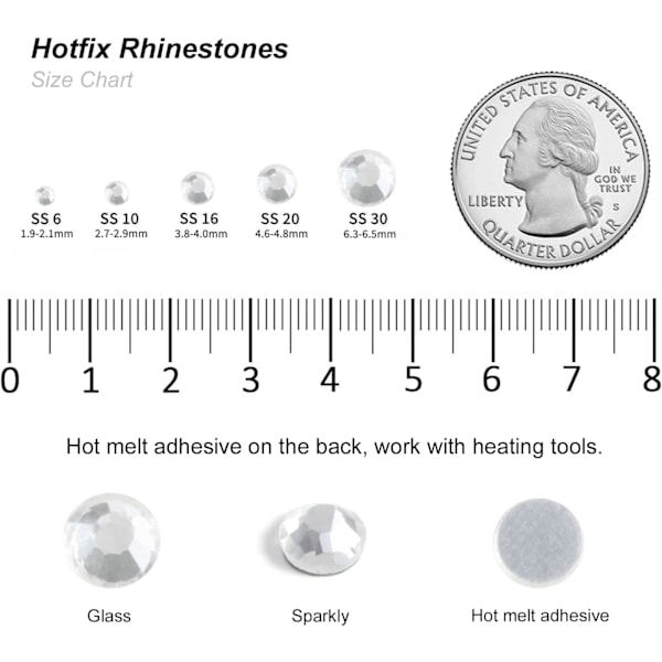 6000 stk Klar Hotfix Rhinestones, SS10, 2,7-2,9 mm for Håndverk & Klær Krystall Crystal SS10
