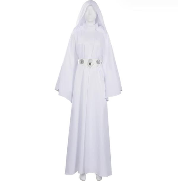 Dame Prinsesse Leia Cosplay Kostume Hvid Kjole M