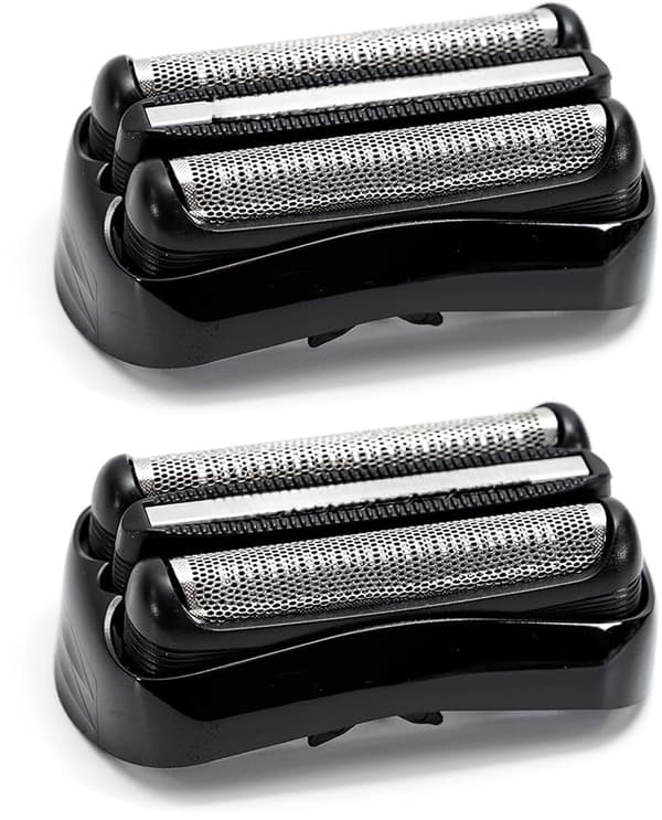 Udskiftningsbarberhoved 21B Folie og Blade, Rustfrit Stålnet, Kompatibel med Braun Series 3 Våd- og Tørbarbermaskiner, 2-pak, Sort