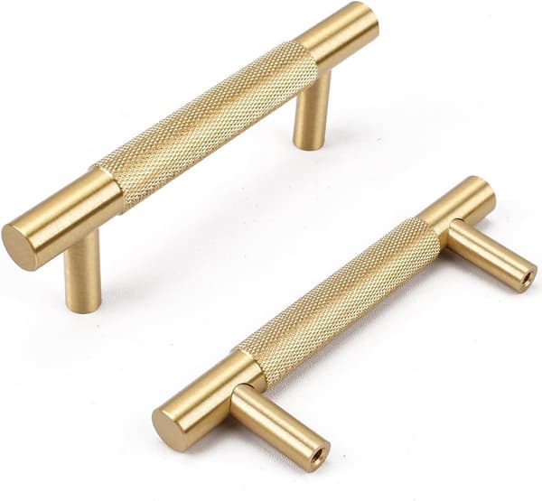 Massive messinggreb til skabe, 5 stk. guld, 128 mm, moderne til skuffer og garderobeskabe
