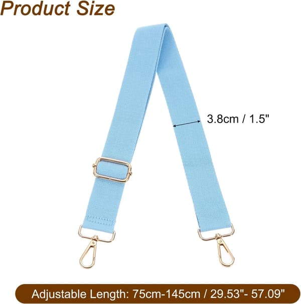 Justerbar Bred Axelrem Ersättning Crossbody Axelrem för Väskor och Handväskor, Ljusblå, 3.8cm - Sky Blue