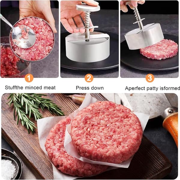 Köttpress - Burger Köttpress - Hamburgarepress - Rostfritt stål - Matform för köket
