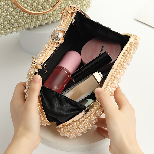 Pearl Handheld Dinner Handheld Handle Shoulder Bag Champagne