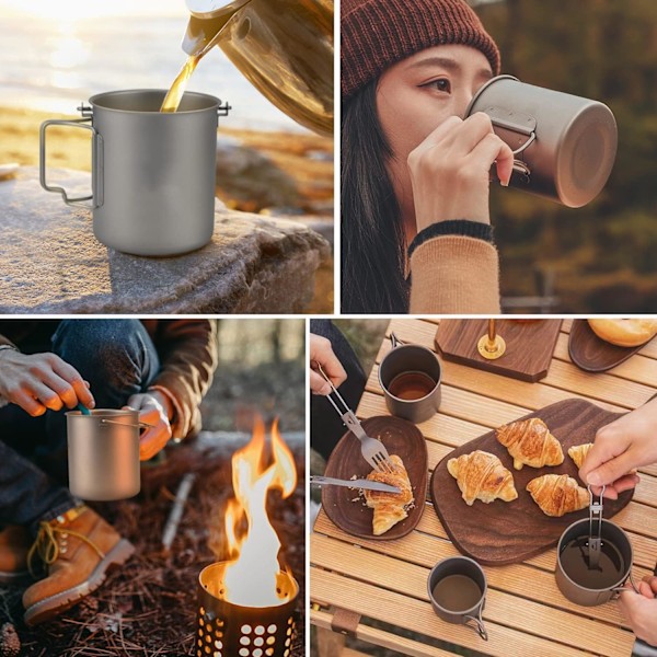 300ml Titanium Camping Kanne med Lopp, Piknik/Kaffe/Te Kanne 300ml