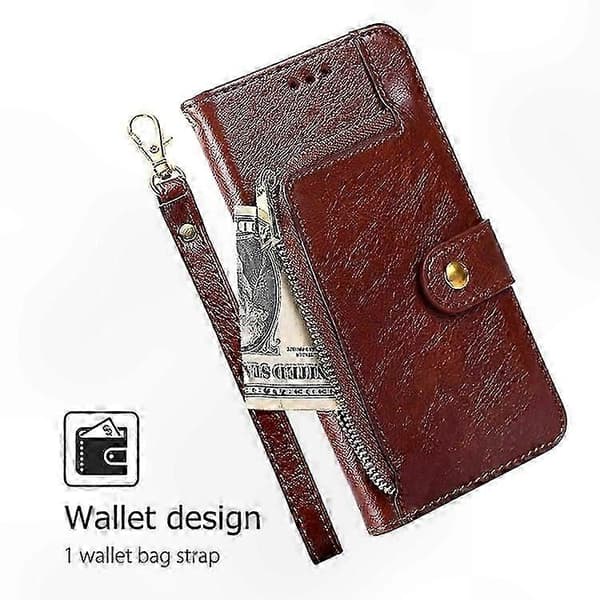 A56 5G Leather Case with Zipper - Protective Smartphone Case Brown