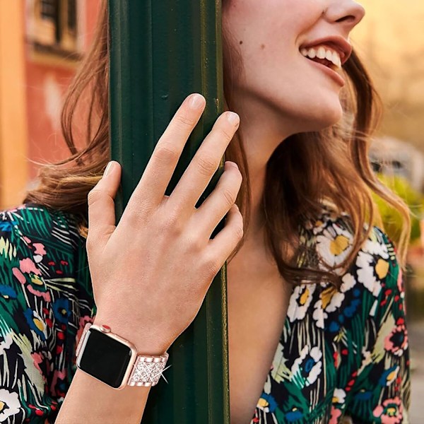 Rem kompatibel med Apple Watch Rem 38mm 40mm 41mm iWatch Series, Metallarmbånd Justerbart Armbånd