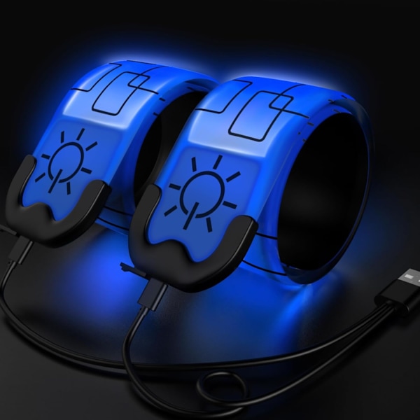 LED-armbånd for løping, 2-pakks løperlamper for løpere Oppladbare refleksløperlys Lysende armbånd Høy synlighet LED-armbåndslamper blue