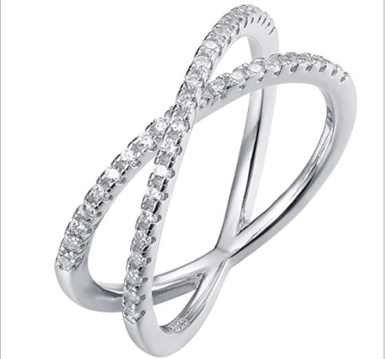 X-formet ring med simuleret diamantkors til damer_jarx