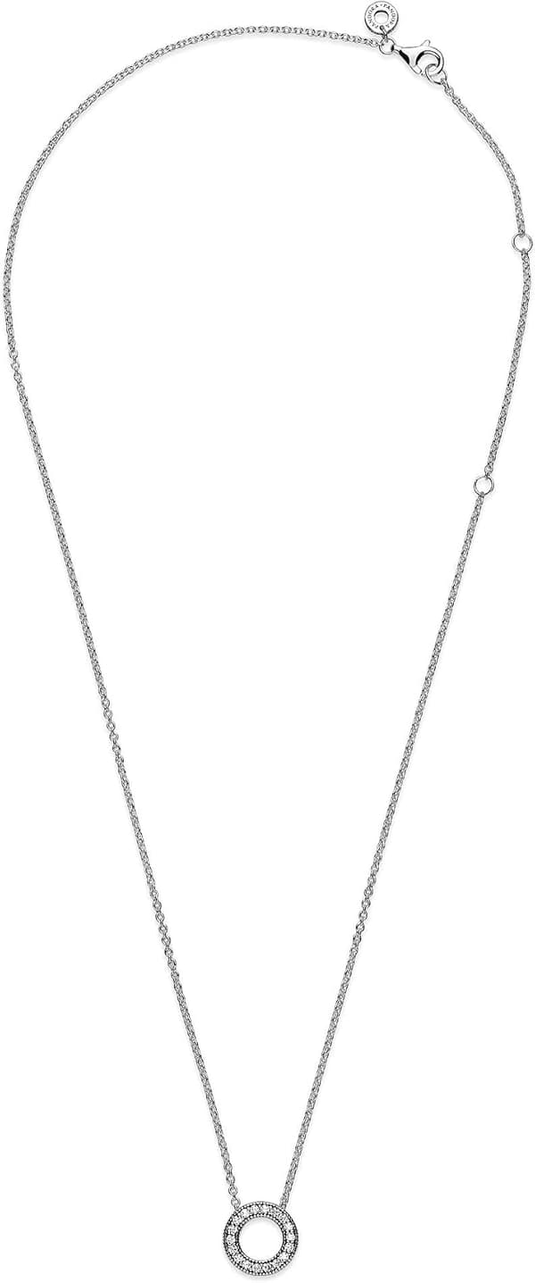 Smykker Hjerte Cubic Zirkonia Halskjede Sterling Sølv, 45 cm