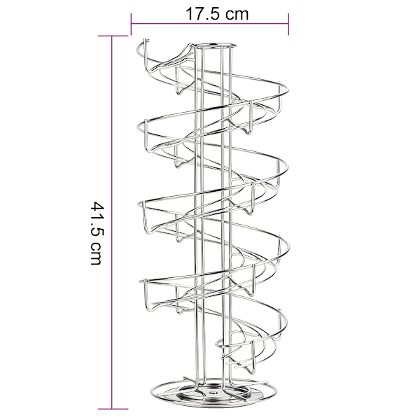 Äggdispenser, äggspiral i rostfritt stål, spiraldesign, äggställ för förvaring av ca 30-36 ägg, silver Silver