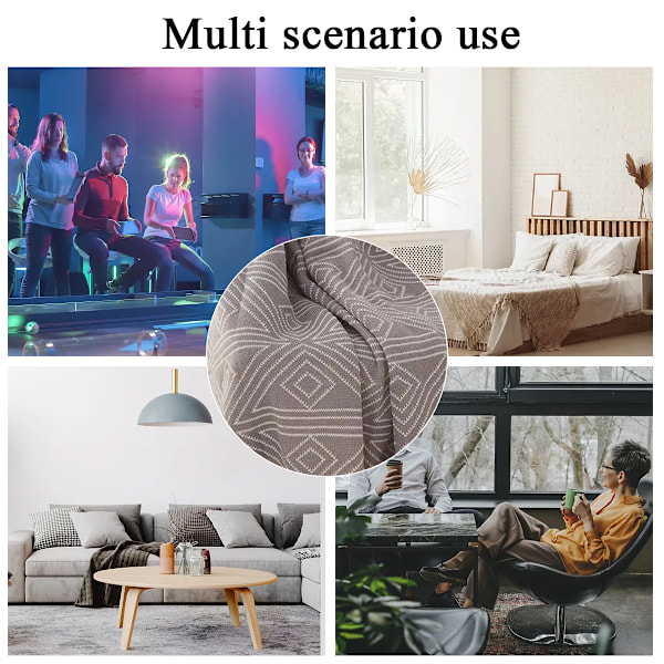 Pledd, Strikket Moderne Mønstret Pledd, Mykt Lettvektig Vevd Pledd for Sofa Seng og Stue, (127x152 cm) gray