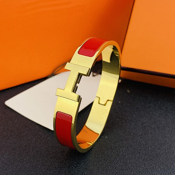 H armbånd, 18K gullbelagte monogramarmbånd i rustfritt stål for menn og kvinner, pararmbånd, gull og rød gold and red