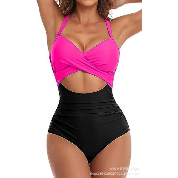 Europæisk Amazon Heldragt Sexet Udskåret Dame Badedragt Rygløs Stram Strop Bikini 2 2 XL