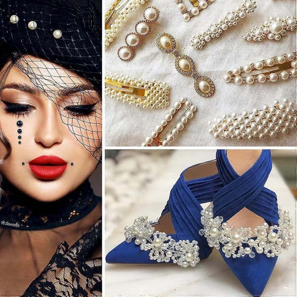 3000 stk Miks 6 Størrelser 2mm-8mm Hvite Perler Halvrunde Flate Halvperler