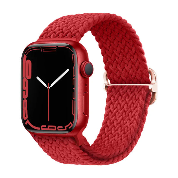 Flätat Loop för Apple Watch-rem 44mm 40mm 45mm 41mm 42mm 38mm 49mm Elastiskt Solo-armband iWatch serie 9 se 7 5 6 Ultra2 Band 7.röd 7.red 38mm 40mm 41mm