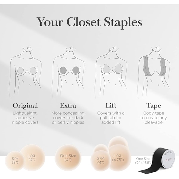 Nippelbeskyttere - Klebrige selvklebende silikonbrystbeskyttere - Gjenbrukbare brystbeskyttere for kvinner med reiseboks Crème Crème Small (Fits AC Cups)