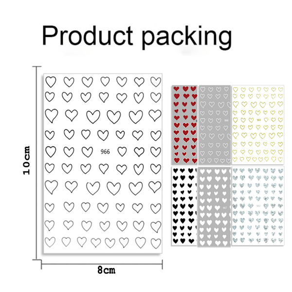 Hjärta Nagelkonst Stickers, 21 ark 3D Design Nageldekoration Självhäftande Nagelstickers Nageldekoration för Kvinnor Tjejer