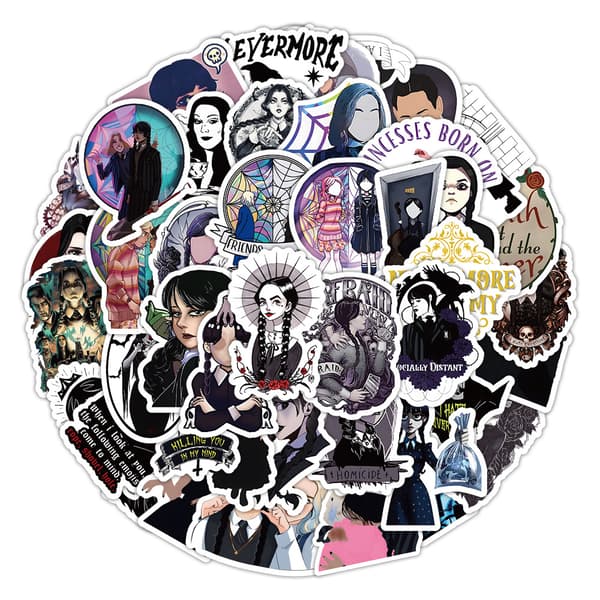 150 Amerikanske TV-programmer Wednesday Addams Graffiti Stickers Lugg D_jar