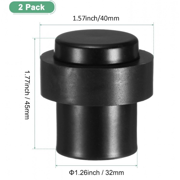 2 stk. - 40*40*45 mm - Dørstopper - cylindrisk dørstopper - dørstopper i rustfrit stål - til gulvmontering