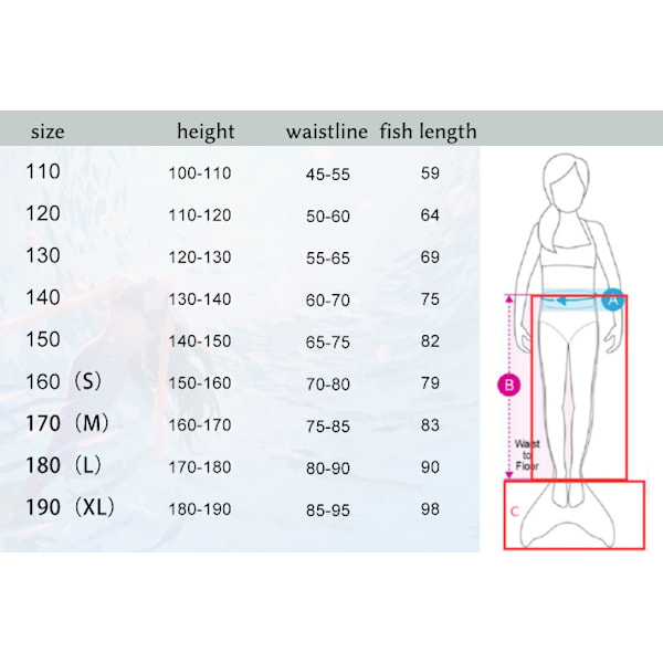 Sjöjungfrustjärtar för simning för barn och vuxna med Monofena rosa pink XL