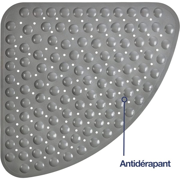 Curved Dusch-/Badmatta, Halkfri, Mögelresistent, för Walk-In Duschutrymme, (Grå, 54 x 54 cm)