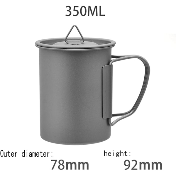 350 ml titaaniastiakatti kannella, ulkoilmakupillinen kahville/teelle 350ml