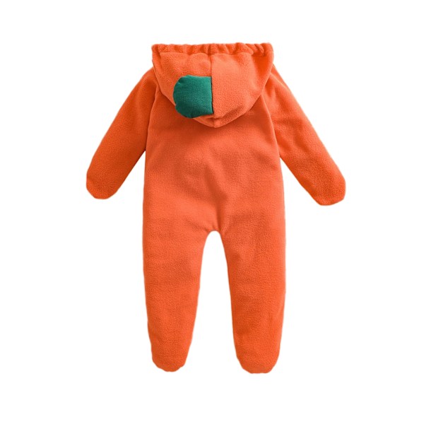 Spädbarnsbebisar Flickor Pojkar Halloween Kostym Pumpa Romper 6M 12M 18M 24M Långärmad Huvad Jumpsuit Söta Kläder orange 12