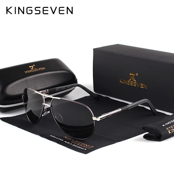 KINGSEVEN Merkki Miesten Alumiini Magnesium Aurinkolasit Polarisoitu UV400 Aurinkolasit oculos Mies Lasit Aurinkolasit Miehille N725 Harmaa Musta Gray Black Gray Black original