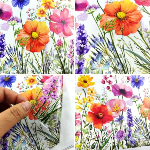 Blomsterträdgårdsfönsterdekaler, Vildblomstergräs, Lilja Pion Vallmo, för Heminredning, 30x60cm