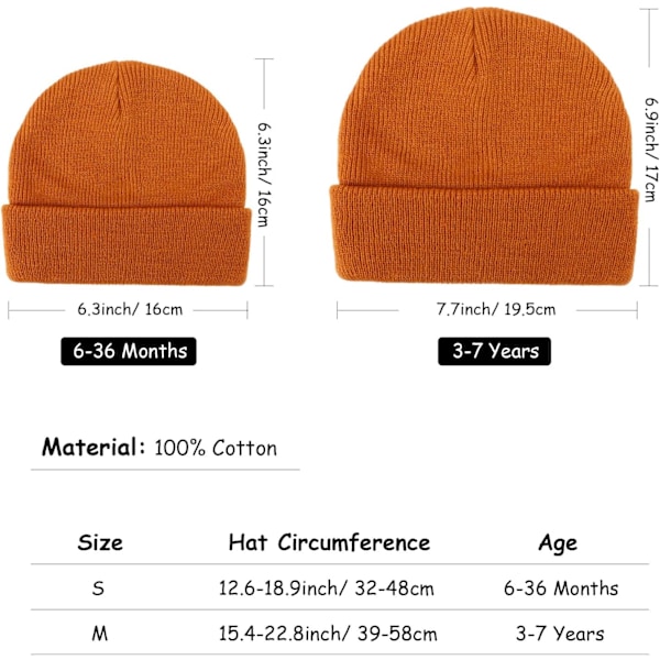 Vinterstickad Mössa för Småbarn - Mjuk Unisex Varm Hatt för Pojkar och Flickor 2 Pack Hats: Orange/Fuschia 6-36 months