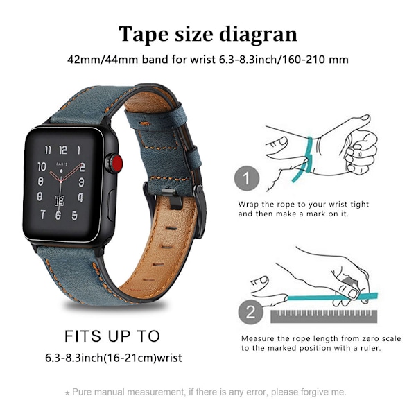 Nahkaranneke Yhteensopiva Apple Watch -rannekkeen kanssa miehille ja naisille, Vintage-nahkainen ranneke Vaihtoranneke Yhteensopiva iWatch 38-40mm Harmaa