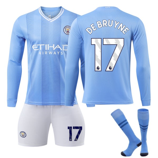 23-24 Vinter Manchester City Hjem Fodboldsæt til Voksne og Børn nr. 17 DE BRUYNE XL XL