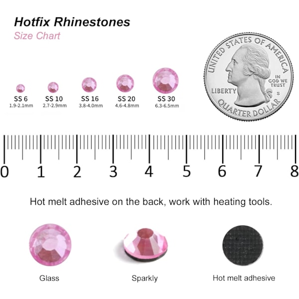 1600 kpl Hotfix Tummanliila Strassikiviä Askarteluun, SS20 (4,6-4,8 mm) Tumman Pinkki Dark Pink SS20