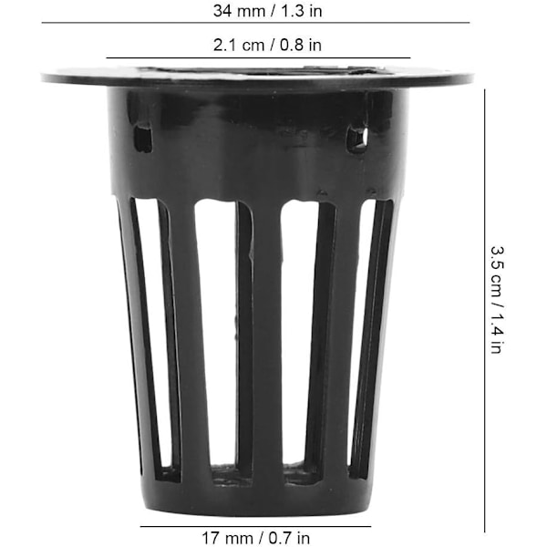 100 stk Hydroponiske Nettpotter for Drivhus Jordløs Dyrking (Svart) Black