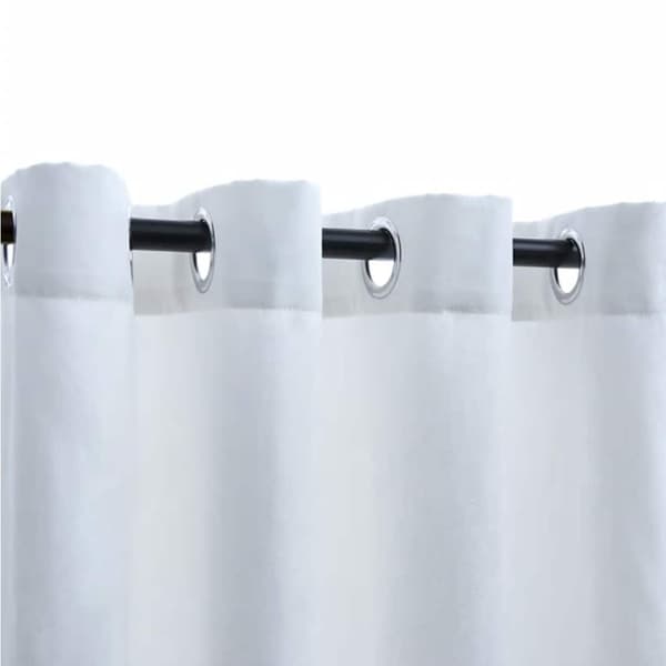 Mörkläggningsgardiner, set om 2 med metallringar, mockakänsla, polyester för vardagsrum sovrum, benvit 140 x 175 cm Vit