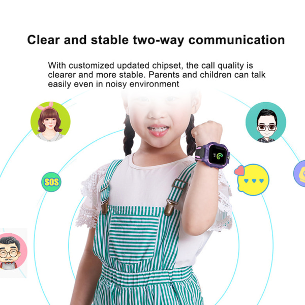 W02 Vattentät Smart Phone Watch Body Temperatur Monitor Armband för barn Lila