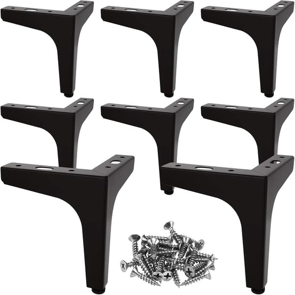 8 stk. sorte metalben til møbler, 10 cm sorte sofaben, moderne metalben til sofa, bord,