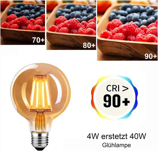 Vintage E27 LED-lamppu, 4W G80 2700K Lämmin valkoinen - 4 kpl:n pakkaus